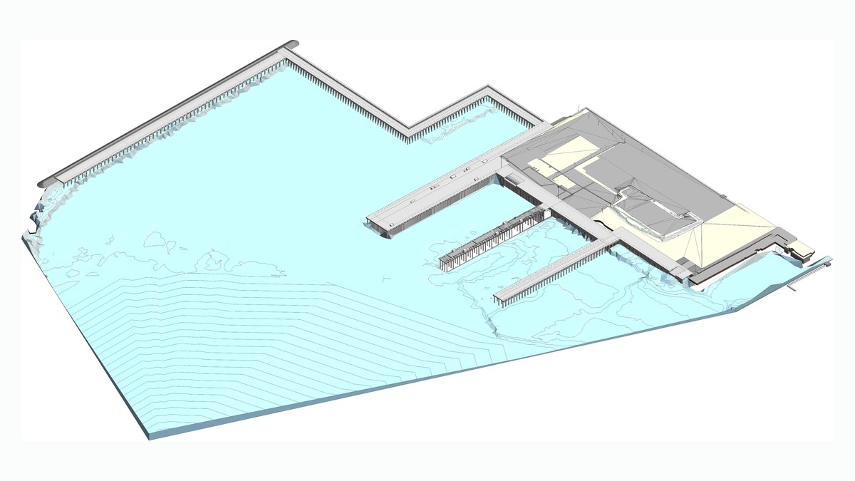 Programma “Basi Blu” · Base navale di La Spezia — vista d’insieme dal modello informativo degli interventi di banchina